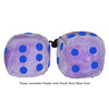 3 Inch Lavender Purple Fuzzy Dice with Royal Navy Blue Dots