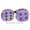 3 Inch Lavender Purple Fuzzy Dice with Dark Brown Dots