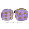 3 Inch Lavender Purple Fuzzy Dice with Light Brown Dots