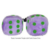 3 Inch Lavender Purple Fuzzy Dice with Dark Green Dots