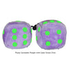 3 Inch Lavender Purple Fuzzy Dice with Lime Green Dots