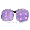 3 Inch Lavender Purple Fuzzy Dice with Light Pink Dots