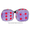 3 Inch Lavender Purple Fuzzy Dice with Red Dots