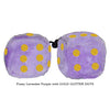 3 Inch Lavender Purple Fuzzy Dice with GOLD GLITTER DOTS
