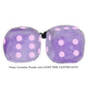 3 Inch Lavender Purple Fuzzy Dice with LIGHT PINK GLITTER DOTS
