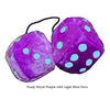 4 Inch Royal Purple Fuzzy Dice with Light Blue Dots