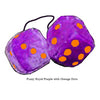 3 Inch Royal Purple Furry Dice with Orange Dots