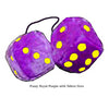 4 Inch Royal Purple Fuzzy Dice with Yellow Dots