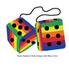 3 Inch Pride Rainbow Fuzzy Dice with Black Dots