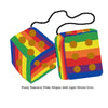 4 Inch Pride Rainbow Furry Dice with Light Brown Dots
