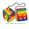 4 Inch Pride Rainbow Furry Dice with Goldenrod Dots