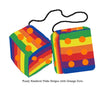 4 Inch Pride Rainbow Furry Dice with Orange Dots