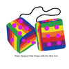 4 Inch Pride Rainbow Furry Dice with Hot Pink Dots