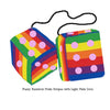 3 Inch Pride Rainbow Fuzzy Dice with Light Pink Dots