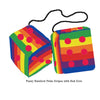 4 Inch Pride Rainbow Furry Dice with Red Dots