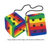 4 Inch Pride Rainbow Fluffy Dice with BLACK GLITTER DOTS