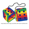4 Inch Pride Rainbow Fluffy Dice with ROYAL NAVY BLUE GLITTER DOTS