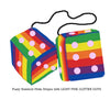 4 Inch Pride Rainbow Fluffy Dice with LIGHT PINK GLITTER DOTS