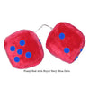 4 Inch Red Fuzzy Car Dice with Royal Navy Blue Dots