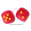 4 Inch Red Fuzzy Car Dice with Goldenrod Dots