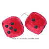 3 Inch Red Fuzzy Car Dice with BLACK GLITTER DOTS