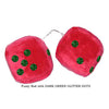 4 Inch Red Fuzzy Car Dice with DARK GREEN GLITTER DOTS