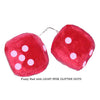 4 Inch Red Fuzzy Car Dice with LIGHT PINK GLITTER DOTS