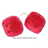 4 Inch Red Fuzzy Car Dice with RED GLITTER DOTS
