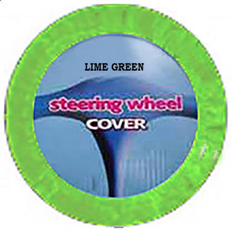 Fuzzy Steering Wheel Cover - Lime Green