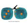 4 Inch Teal Fluffy Dice with Orange Dots