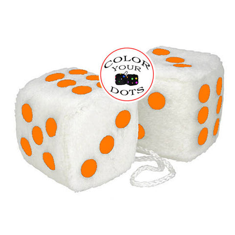 3 Inch White Fuzzy Car Dice