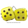 4 Inch Yellow Fuzzy Dice with Dark Brown Dots