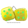 4 Inch Yellow Fuzzy Dice with Lime Green Dots