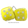 4 Inch Yellow Fuzzy Dice with Grey Dots