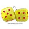 4 Inch Yellow Fluffy Dice with RED GLITTER DOTS