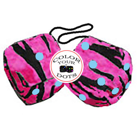 4 Inch Zebra Pink Fuzzy Dice