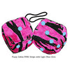 4 Inch Zebra Pink Fuzzy Dice with Light Blue Dots