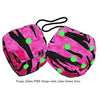 4 Inch Zebra Pink Fuzzy Dice with Lime Green Dots