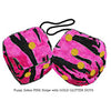 4 Inch Zebra Pink Fuzzy Dice with GOLD GLITTER DOTS