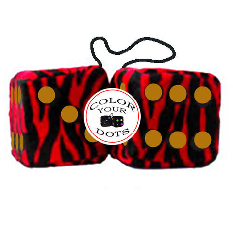 3 Inch Red Zebra Furry Dice