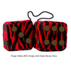 4 Inch Zebra Red Fluffy Dice with Dark Brown Dots