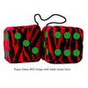 4 Inch Zebra Red Fluffy Dice with Dark Green Dots