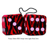 3 Inch Zebra Red Furry Dice with Light Pink Dots