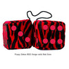 3 Inch Zebra Red Furry Dice with Red Dots