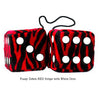 3 Inch Zebra Red Furry Dice with White Dots