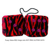 3 Inch Zebra Red Fluffy Dice with HOT PINK GLITTER DOTS