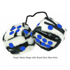 3 Inch Zebra Fuzzy Dice with Royal Navy Blue Dots
