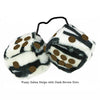 3 Inch Zebra Fuzzy Dice with Dark Brown Dots