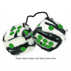 4 Inch Zebra Fuzzy Dice with Dark Green Dots