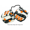 4 Inch Zebra Fuzzy Dice with Orange Dots